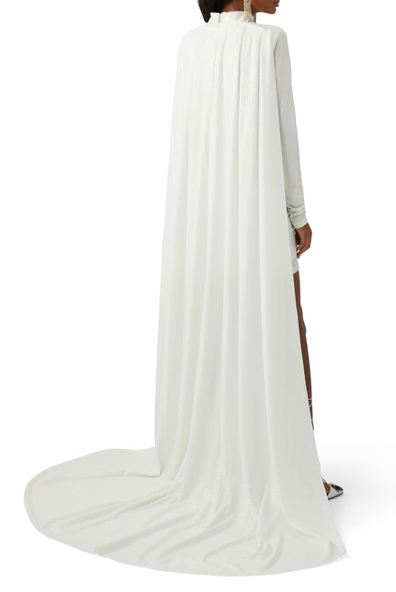 Sequin Embellished Cape Dress